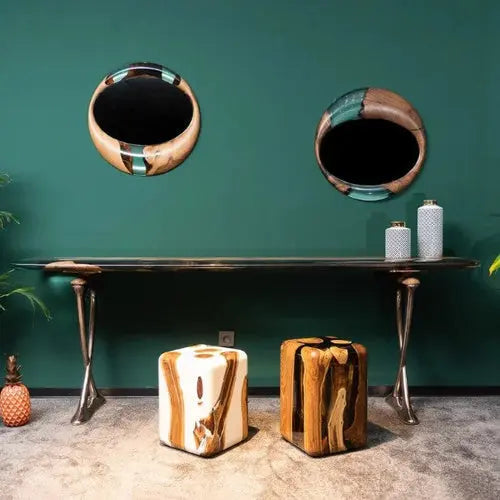 Epoxy resin console table for living room