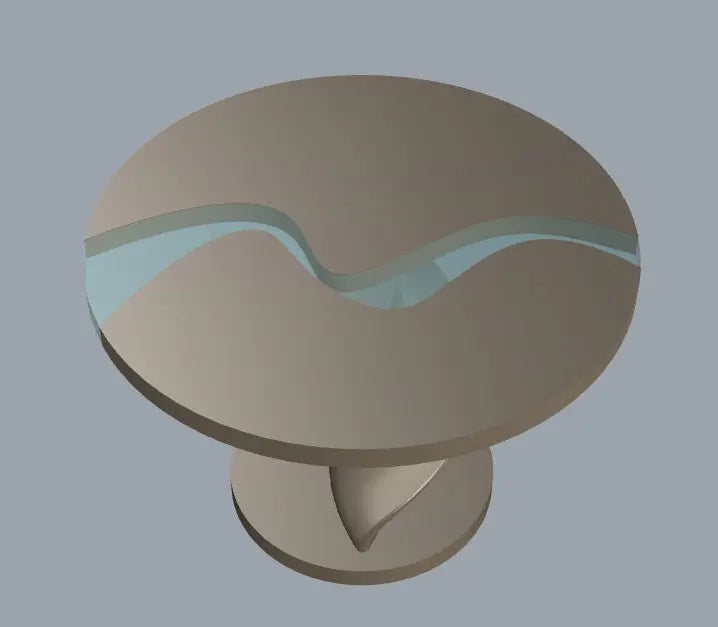 Round Epoxy Resin Table with Wooden Vortex Base Made of Walnut Gizz