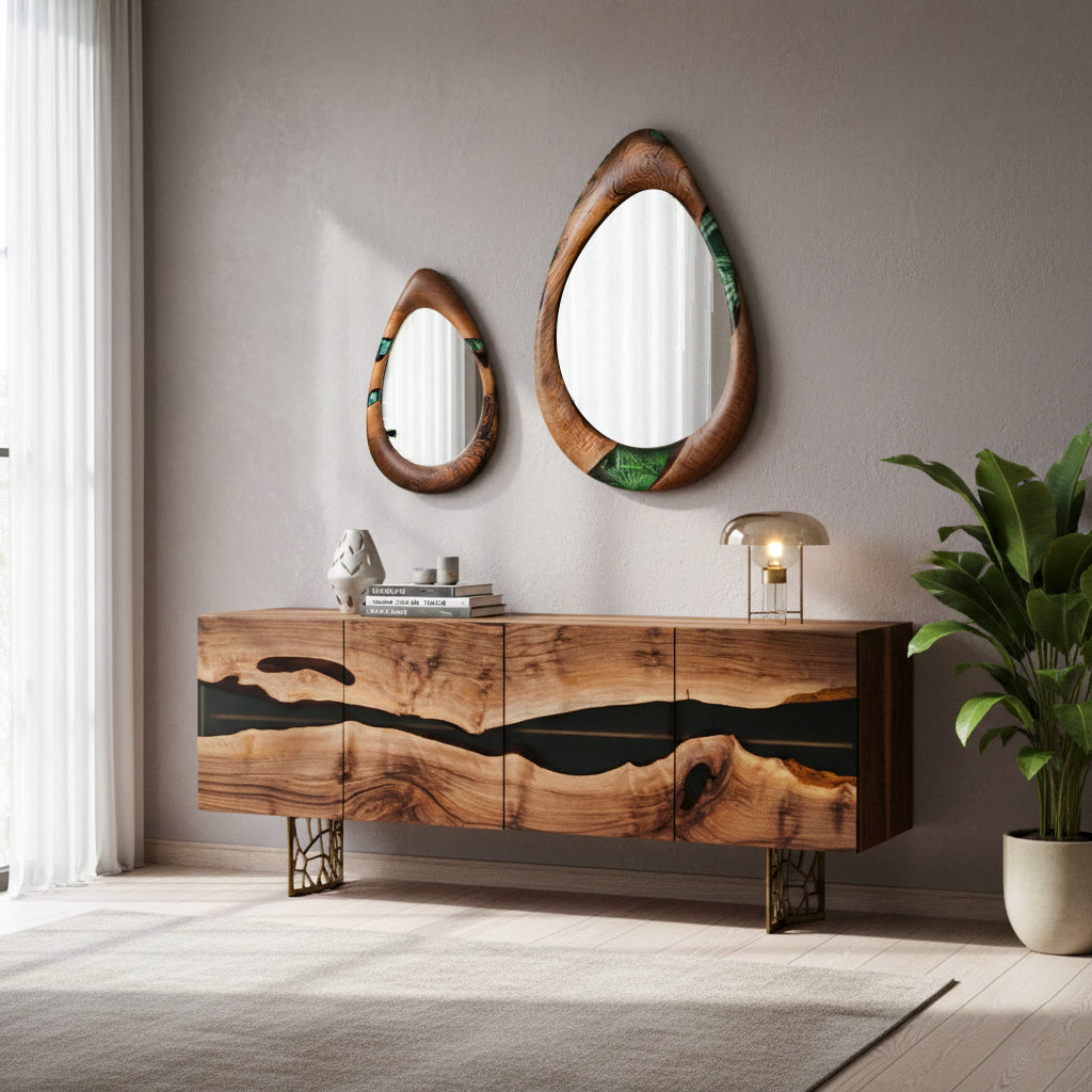 Epoxy-Resin and Walnut, Unique Mirrors Gizz