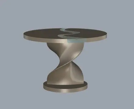 Round Epoxy Resin Table with Wooden Vortex Base Made of Walnut Gizz