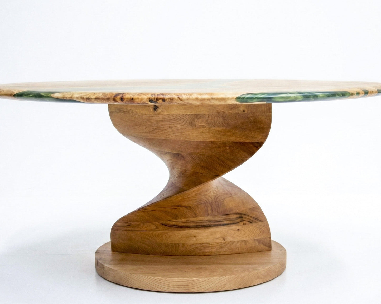 Mapa Burl Round Epoxy Resin Table | Vortex Base Gizz