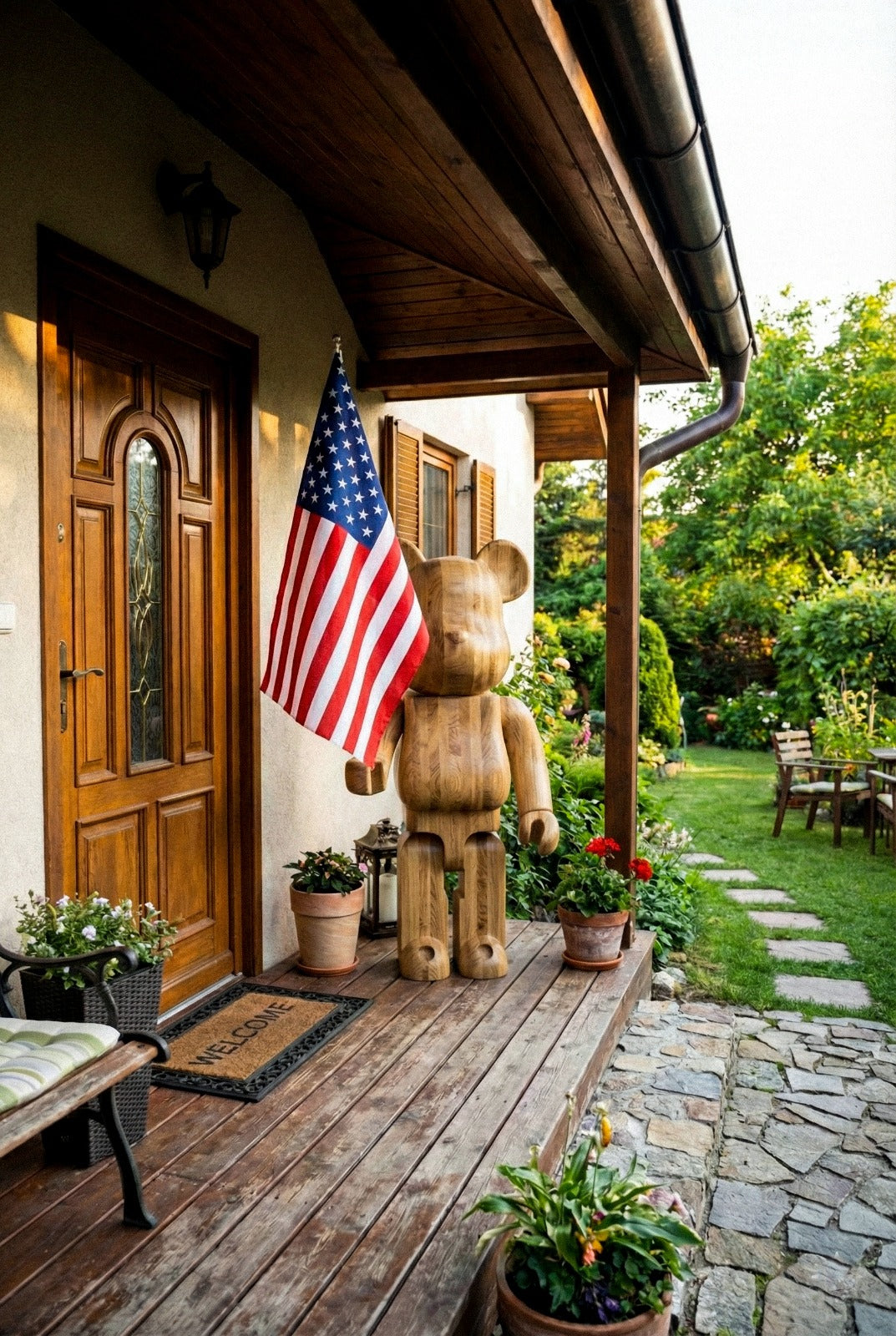 Handcrafted Wooden Bear Sculpture - photo 4
