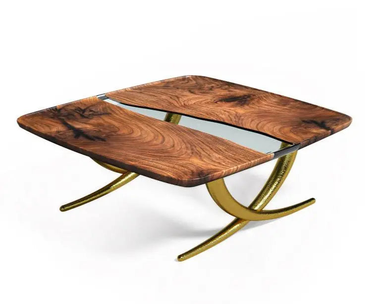 Luxurious Ivory Shaped Epoxy Resin Dining Room Coffee Table