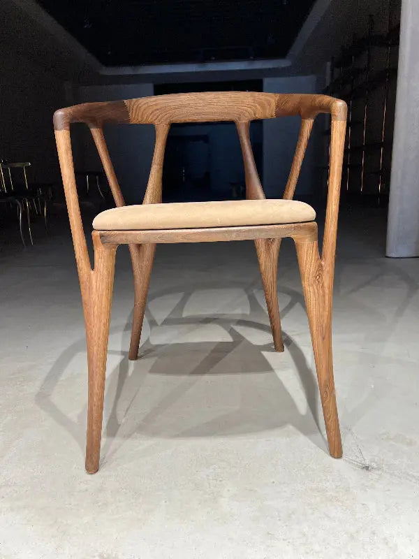 Luxurious solid walnut wood chair