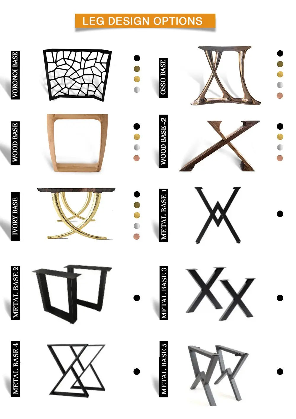 Luxury Rustic Solid Wood Walnut Table leg options