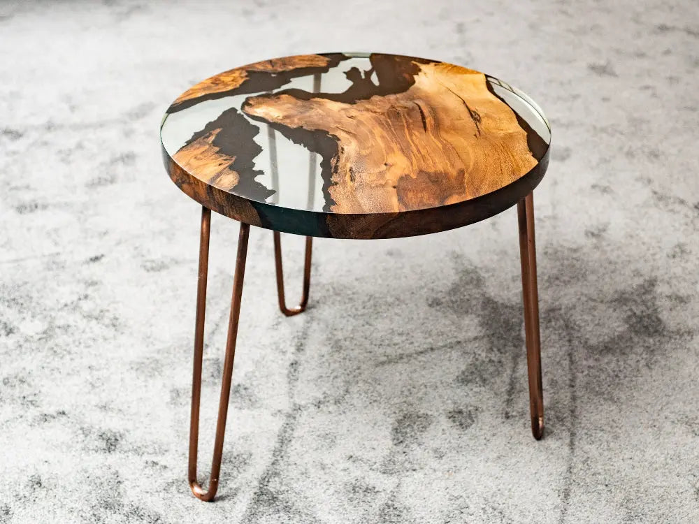 Resin End - Accent Table with Straight Edge