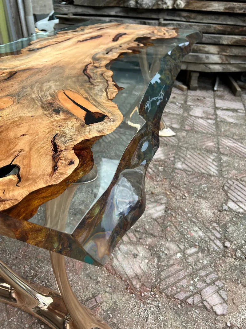 Resin Live Edge Linden Wood Table