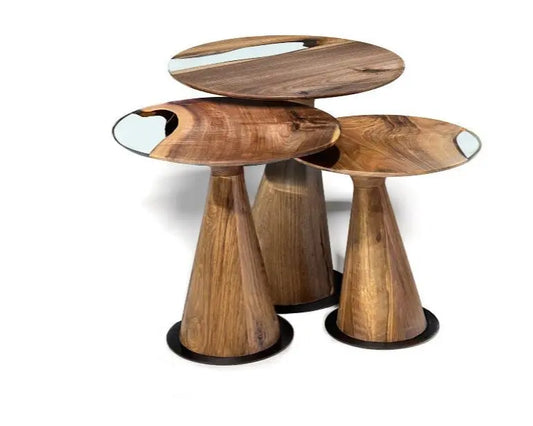 Resin Nesting Tables - Versatile Zigzag Epoxy Coffee Table Set