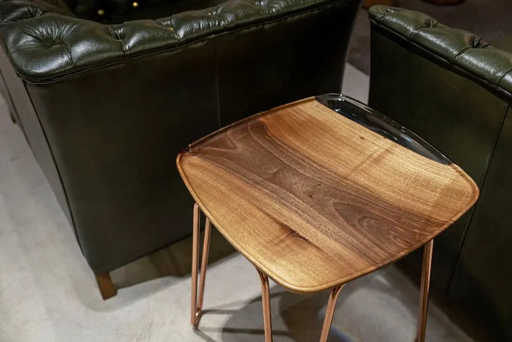 Resin Side Table with rosegold legs
