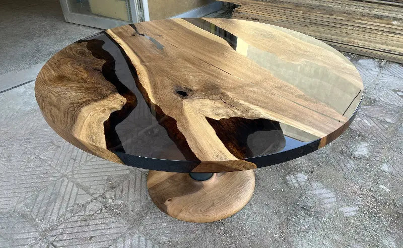 Round Epoxy Resin Walnut Dining table