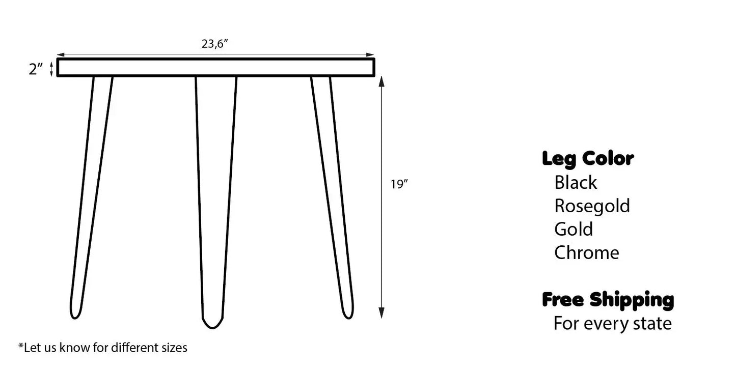 Round Side - Accent Table with Straight Edge