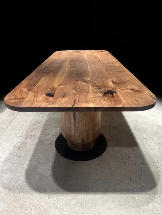 Solid Walnut Wood Edge Glued Dining Table With Tulip Legs