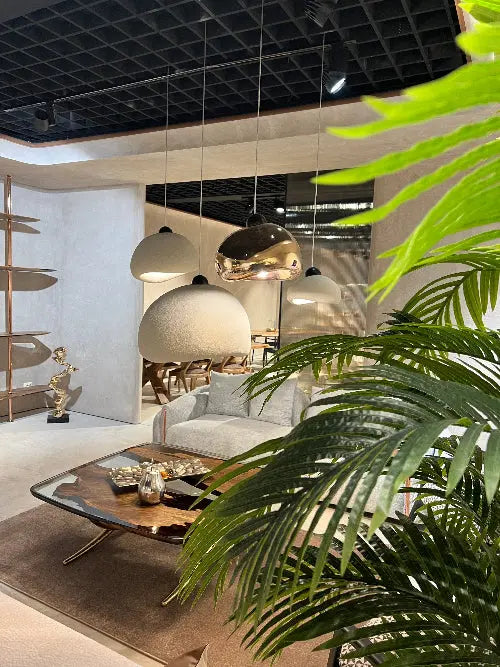 cement & stone looking pendant light and chandeliers in different color like gold and white