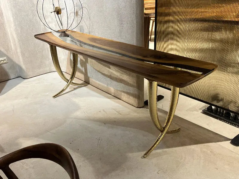 clear epoxy resin sofa table featured golden