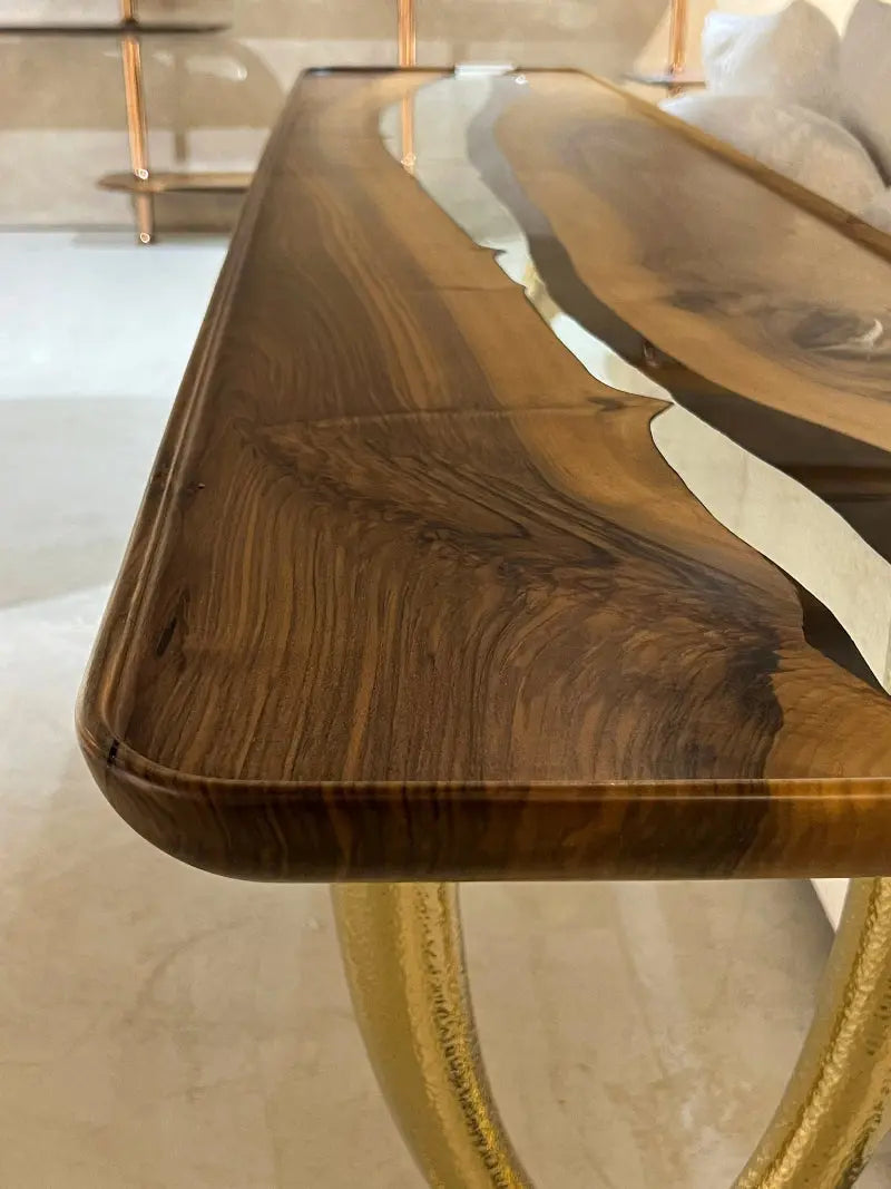 clear resin sofa table featured golden legs