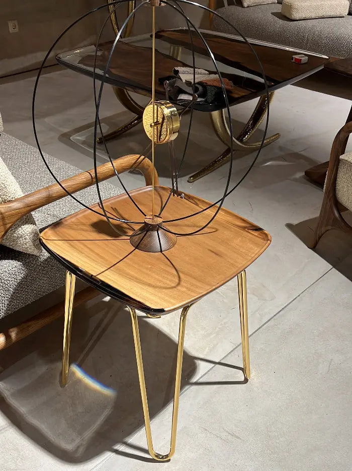 clear resin walnut side table