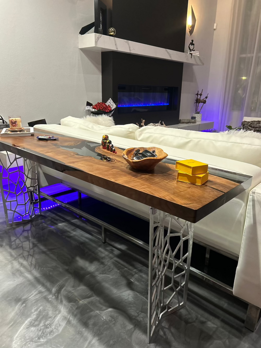 console table with silver legs