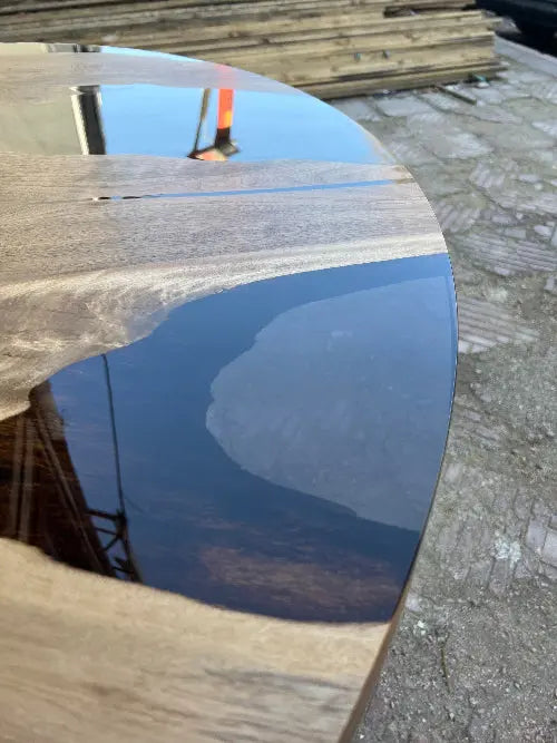 dark smoked epoxy resin table