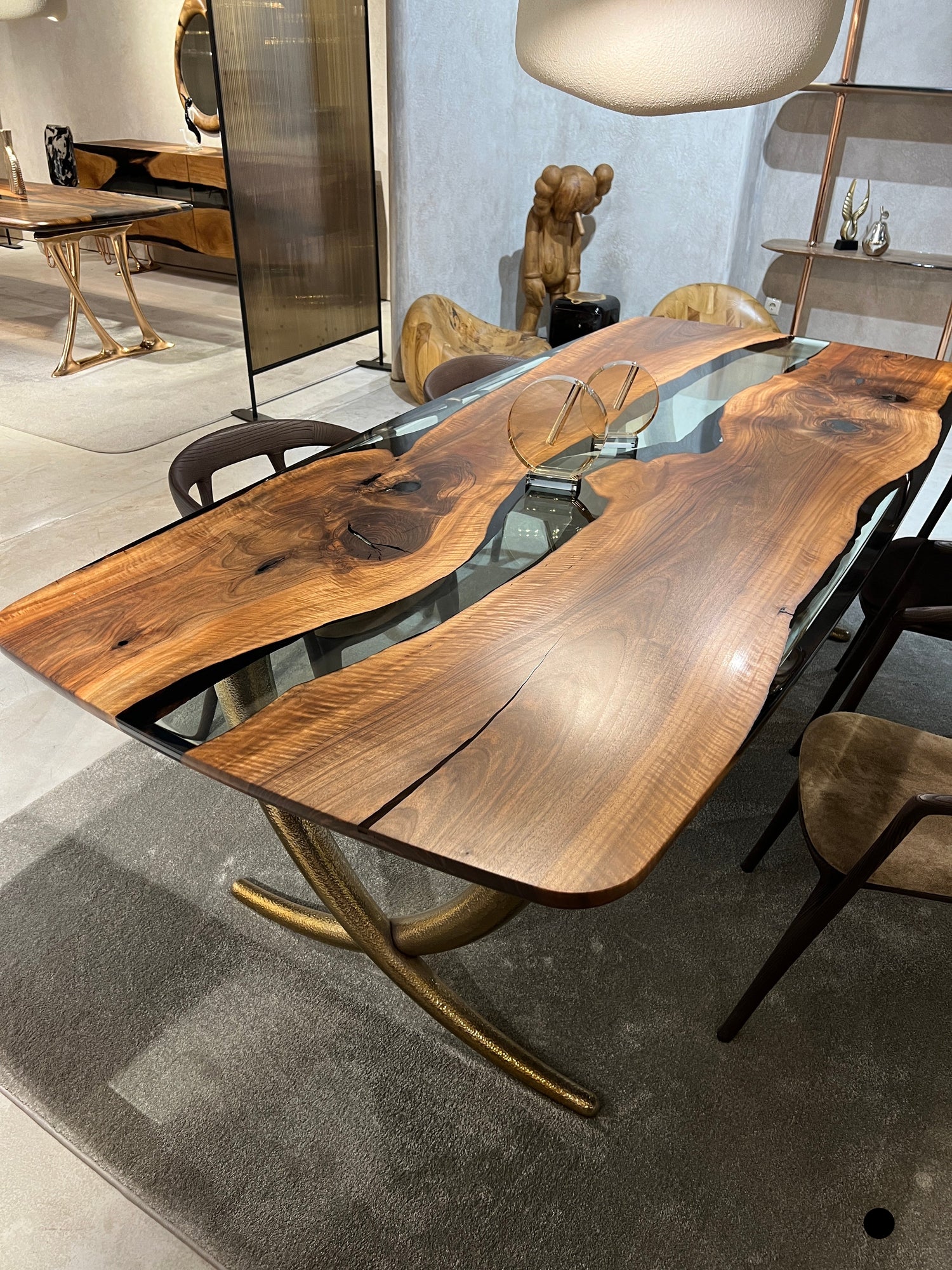 in stock 98" resin dining table with golden leg