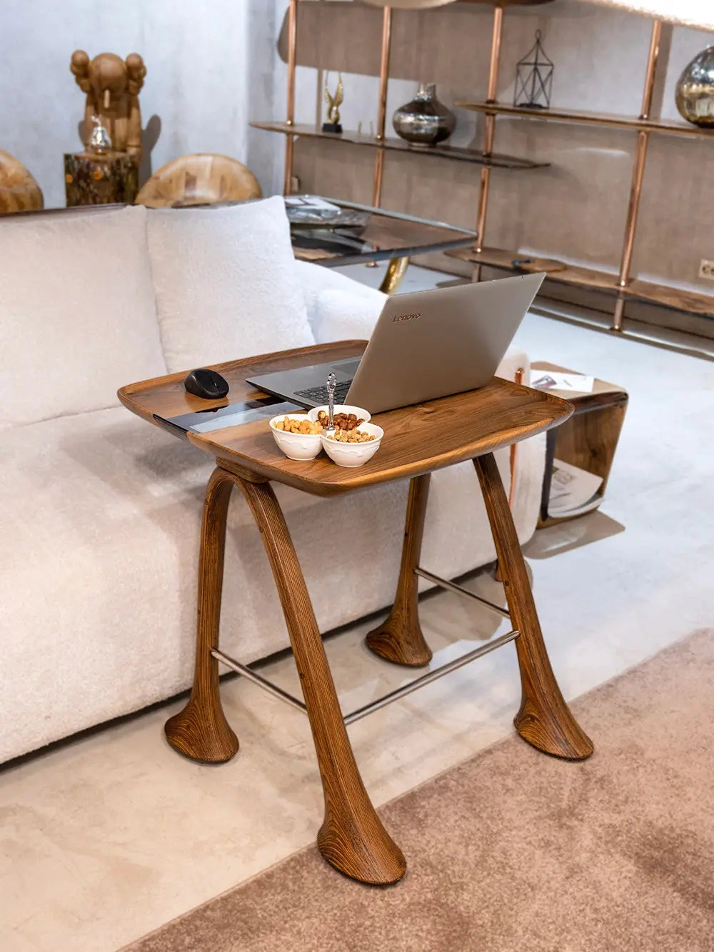 luxury Solid Walnut Wood epoxy resin laptop TV tray