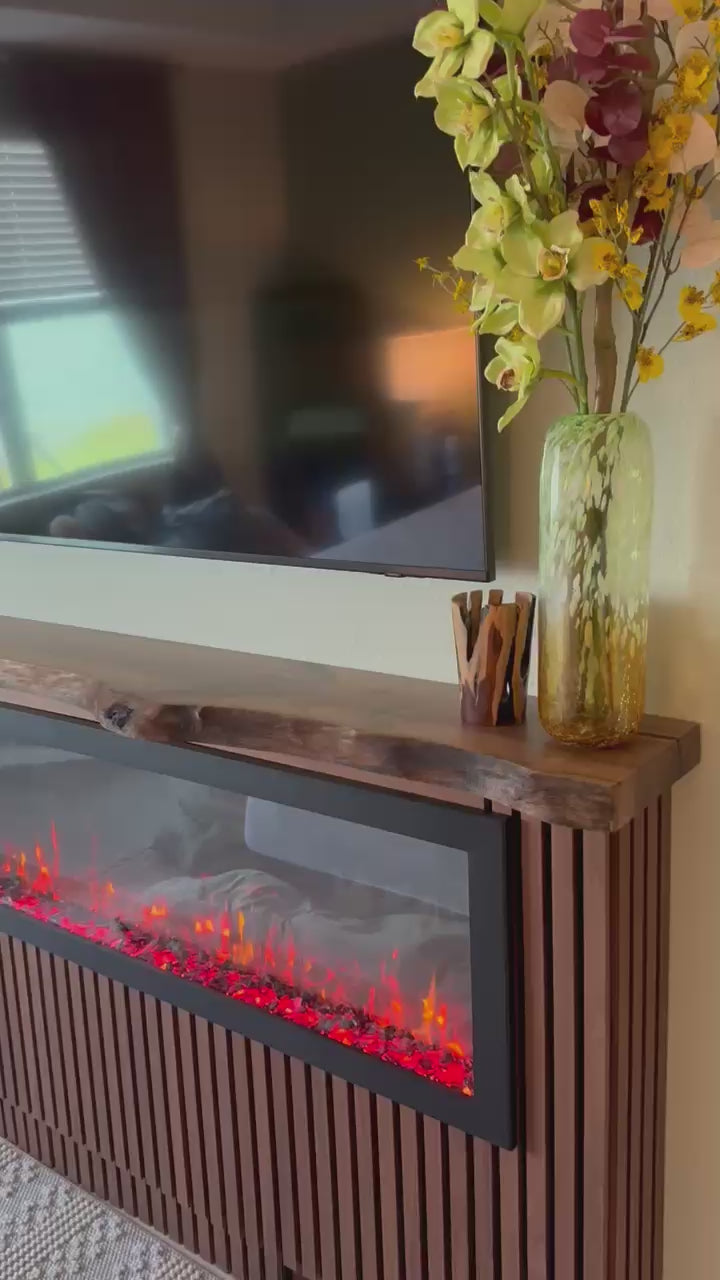 Walnut Wood live edge mantel shelf