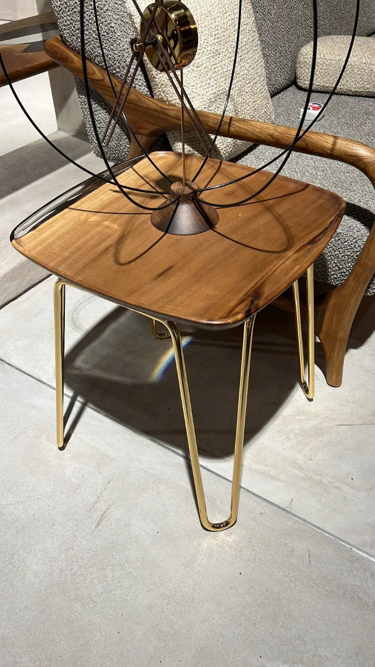 rectangular epoxy resin walnut side table