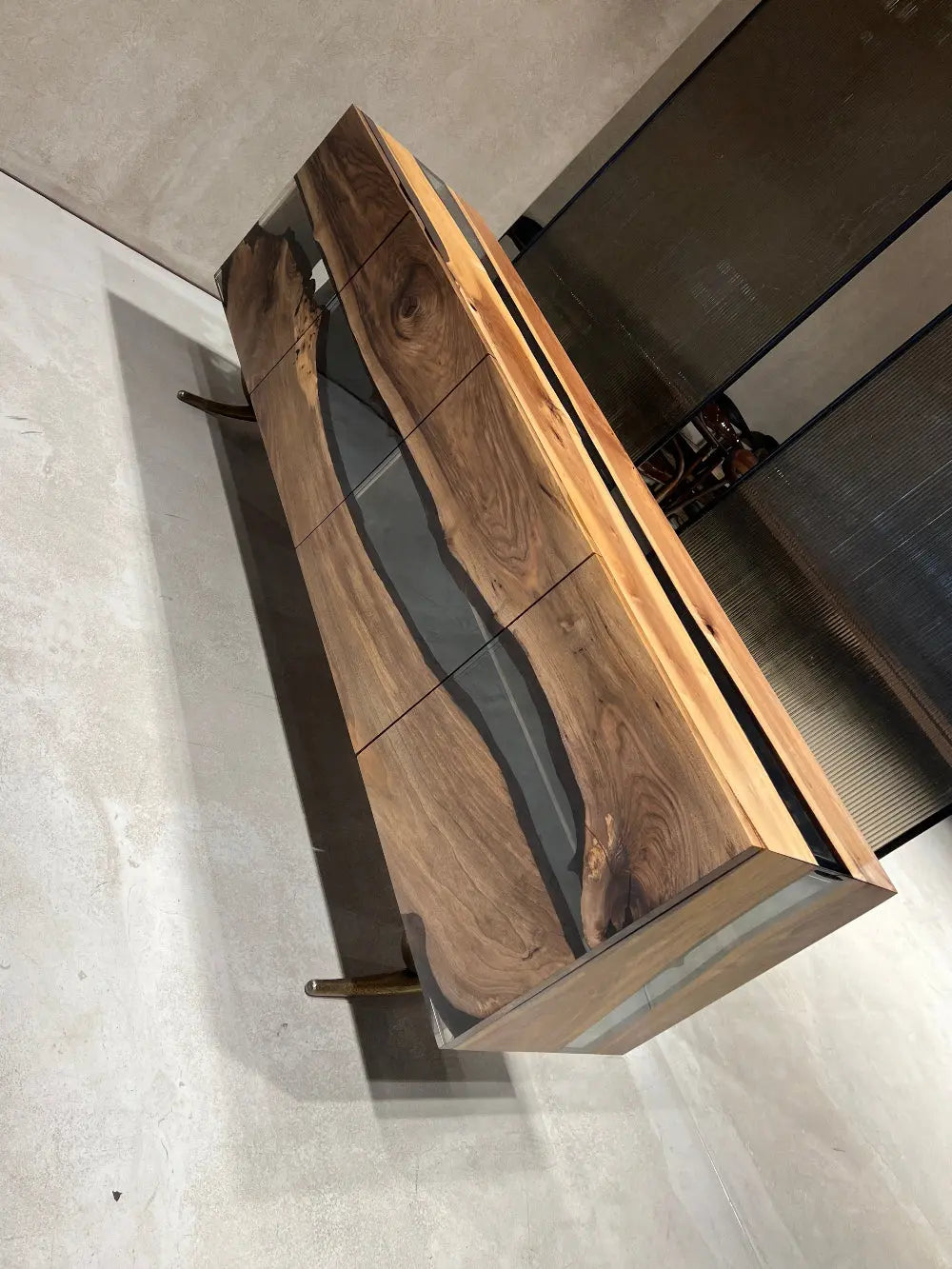special luxury walnut epoxy sideboard