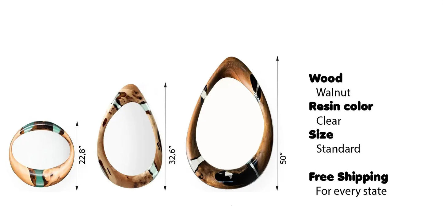 spects of Epoxy-Resin and Walnut, Unique wood Mirrors