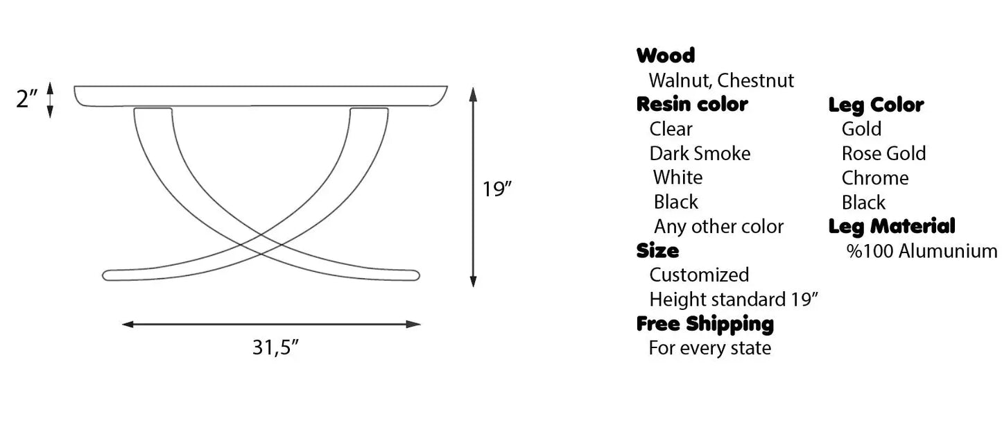 spects of Luxurious Ivory Shaped Epoxy Resin Dining Room Coffee Table detailed
