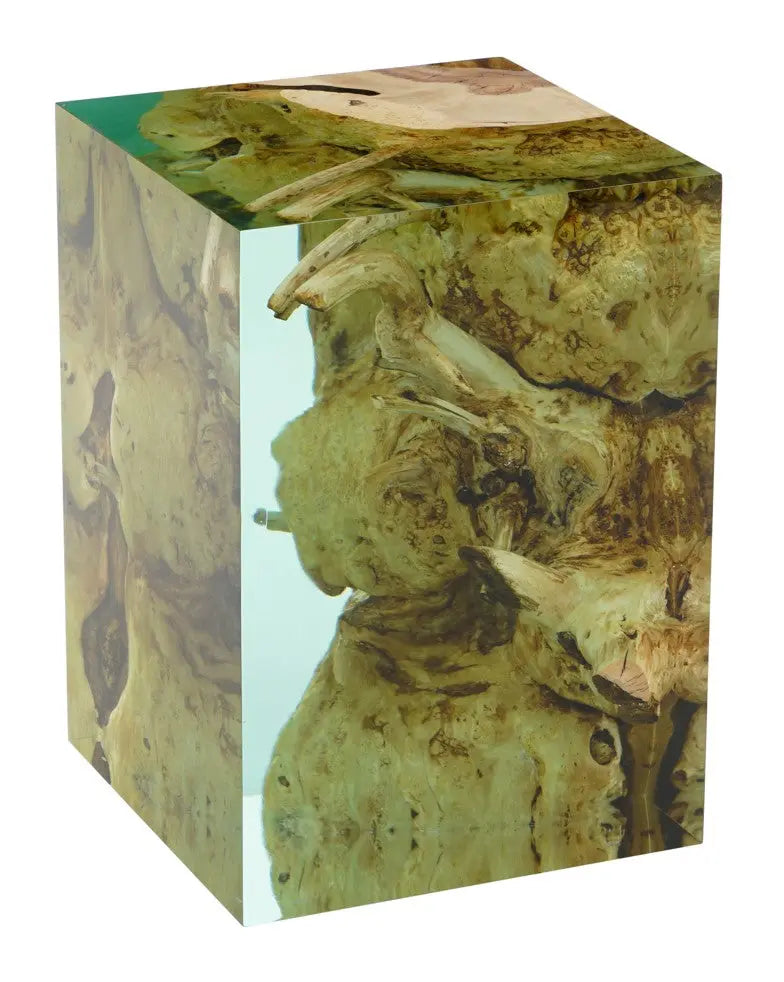 walnut clear epoxy resin cube end table