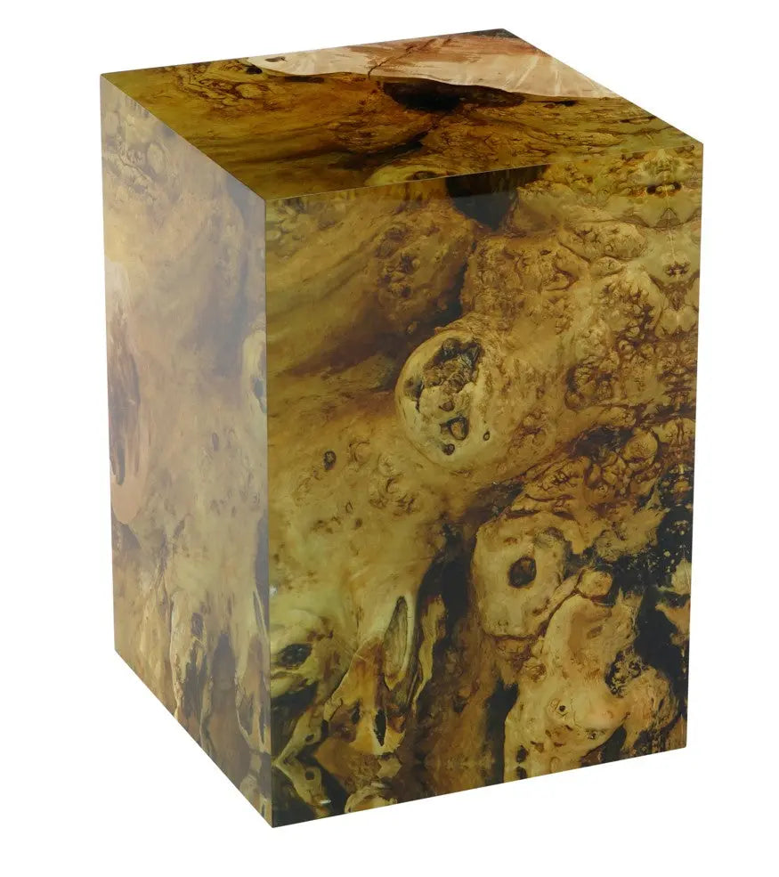 walnut clear epoxy resin cube end table straight edge