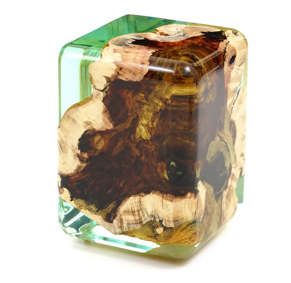 walnut epoxy resin cube end table