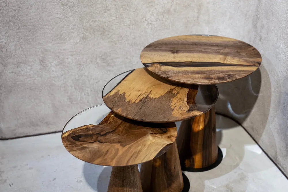 walnut nesting side tables