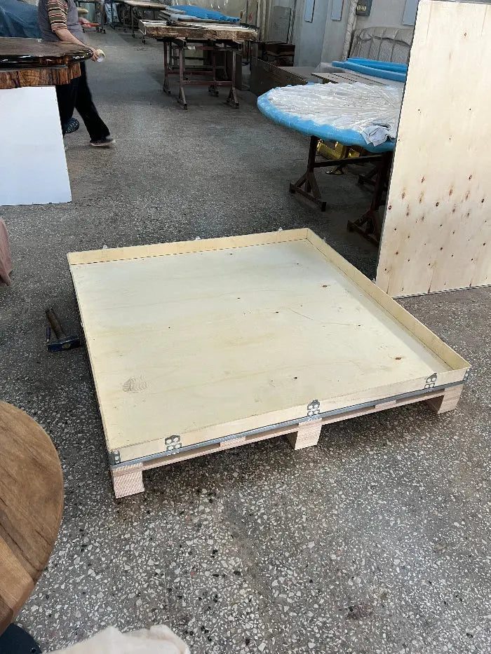 wooden crate for Round Epoxy Resin Walnut Dining - Kitchen Table