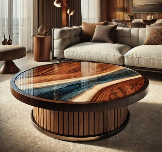 oasis coffee table with walnut and epoxy resin