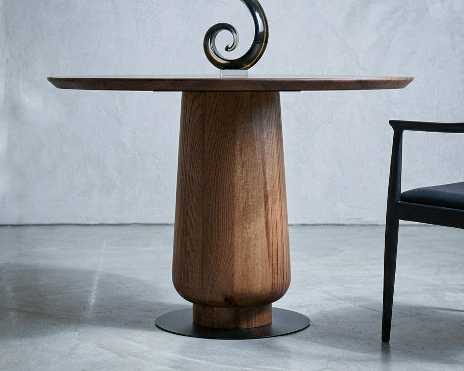 Modern Round Walnut Pedestal Dining Table Gizz