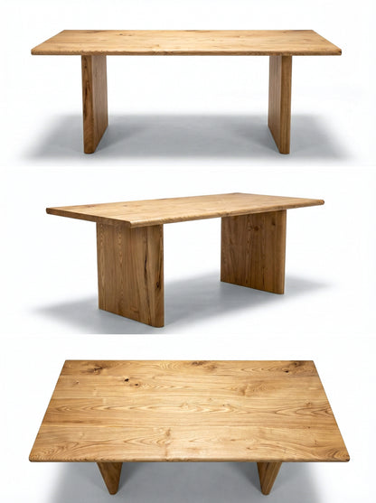 Three wooden tables of different sizes on a white background