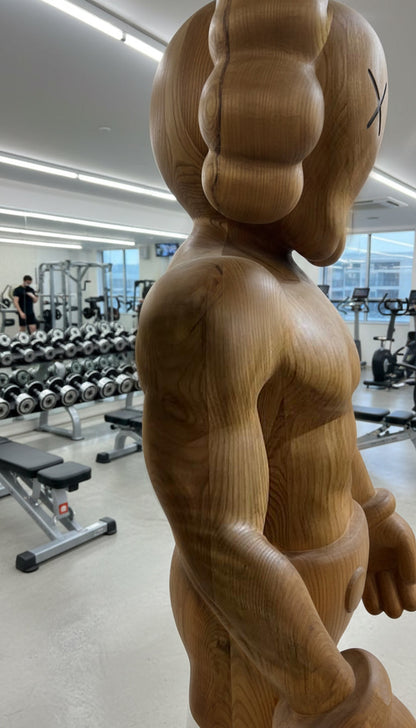 Muscular Wooden KAWS-Style Sculpture – Gym & Fitness Art Decor Gizz
