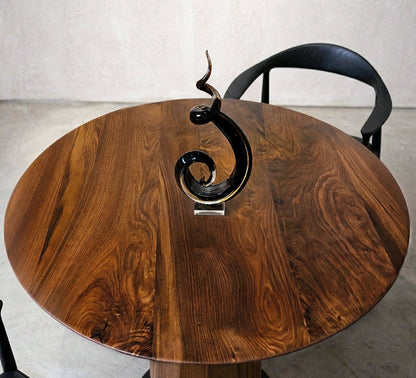 Modern Round Walnut Pedestal Dining Table Gizz