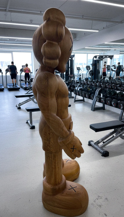 Muscular Wooden KAWS-Style Sculpture – Gym & Fitness Art Decor Gizz