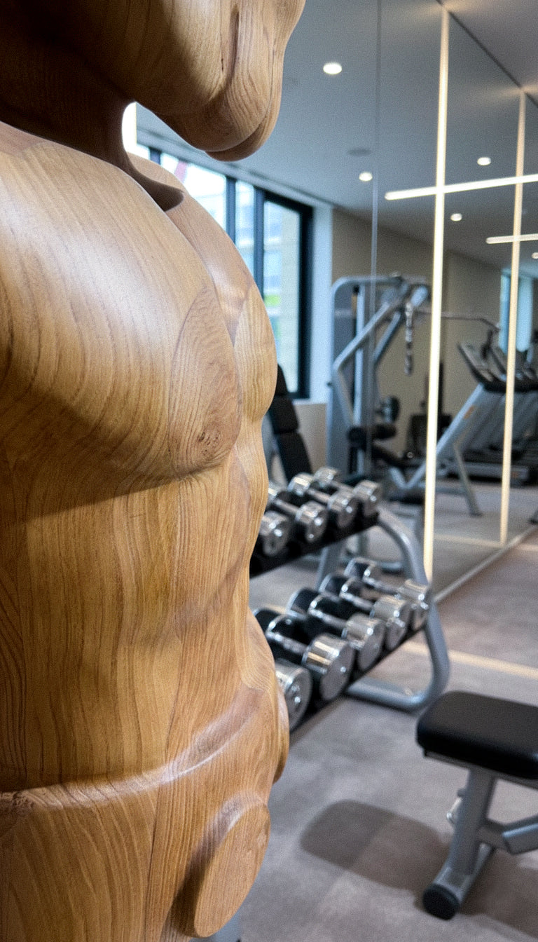 Muscular Wooden KAWS-Style Sculpture – Gym & Fitness Art Decor Gizz