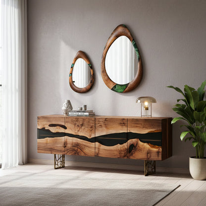 Epoxy-Resin and Walnut, Unique Mirrors Gizz