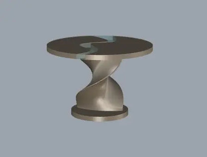 Round Epoxy Resin Table with Wooden Vortex Base Made of Walnut Gizz