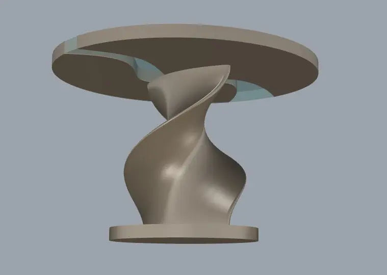 Round Epoxy Resin Table with Wooden Vortex Base Made of Walnut Gizz