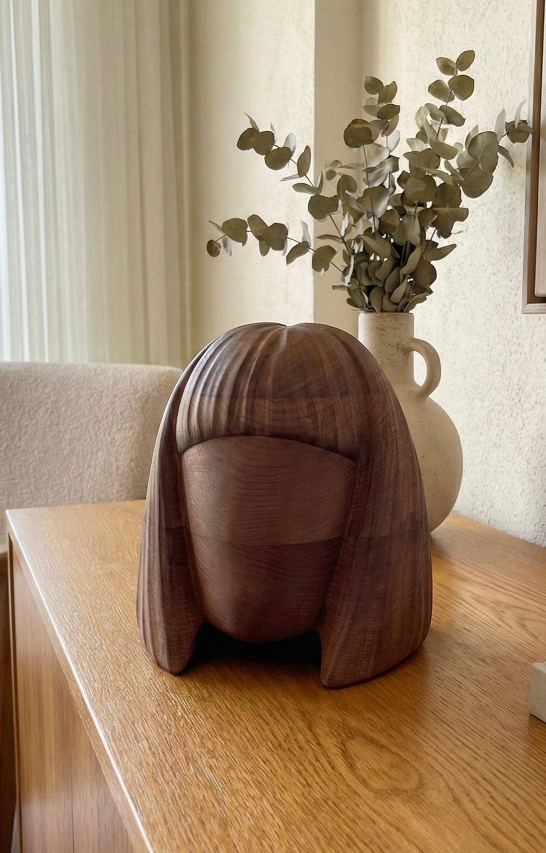 Wooden Women Head Sculpture Gizz