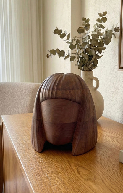 Wooden Women Head Sculpture Gizz