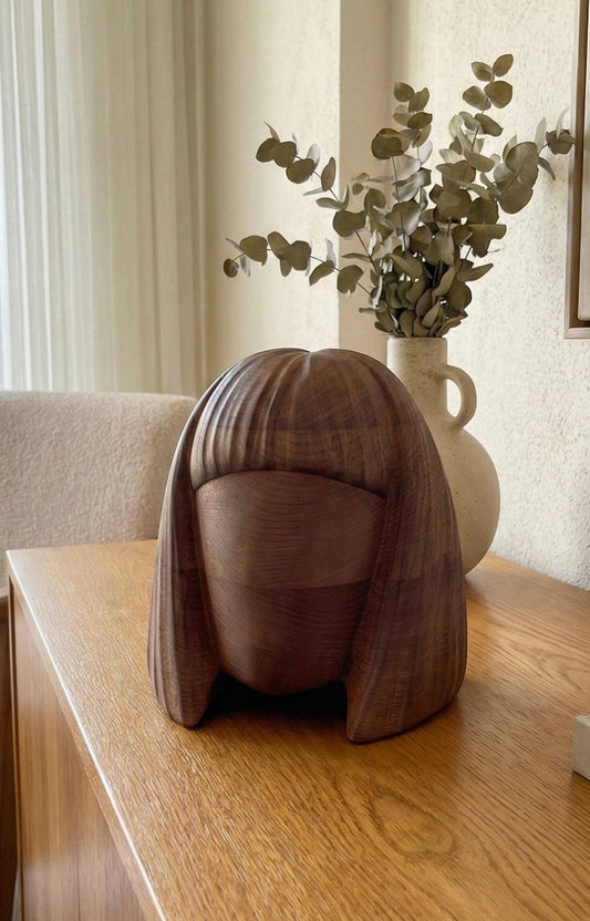 Wooden Women Head Sculpture Gizz