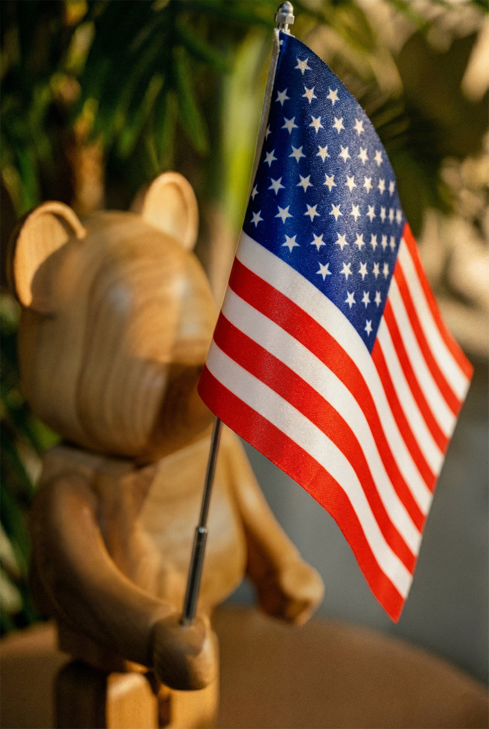 Handcrafted Wooden Executive Bear Sculpture for Indoor and Outdoor