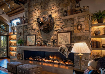 Hand-Carved Roaring Bear Head Gizz