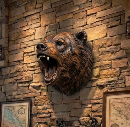Hand-Carved Roaring Bear Head Gizz
